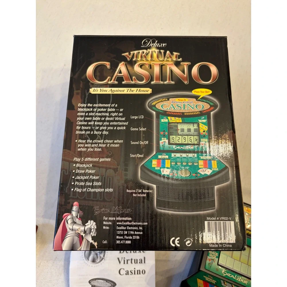 Excalibur Deluxe Virtual Casino Electronic Game VR02-V Green 5-in-1 Handheld